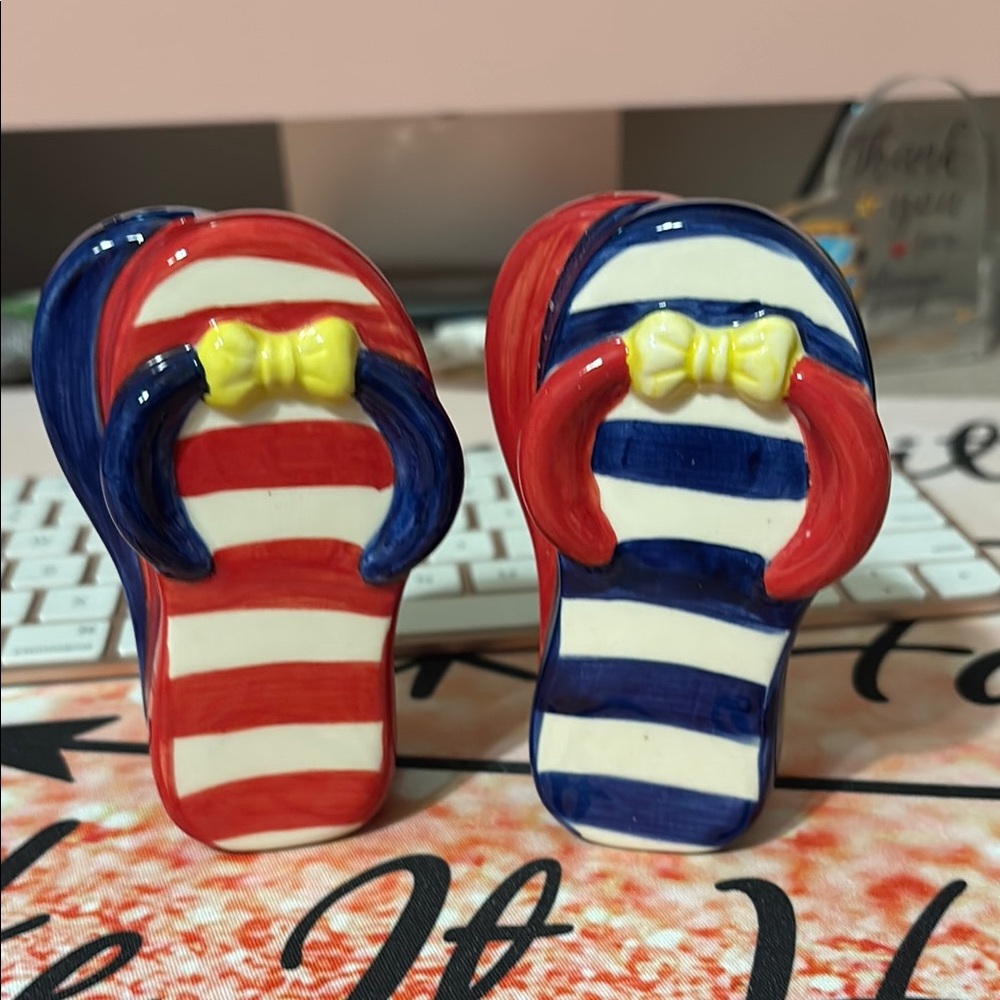 Striped Flip Flop Salt and Pepper Shakers
